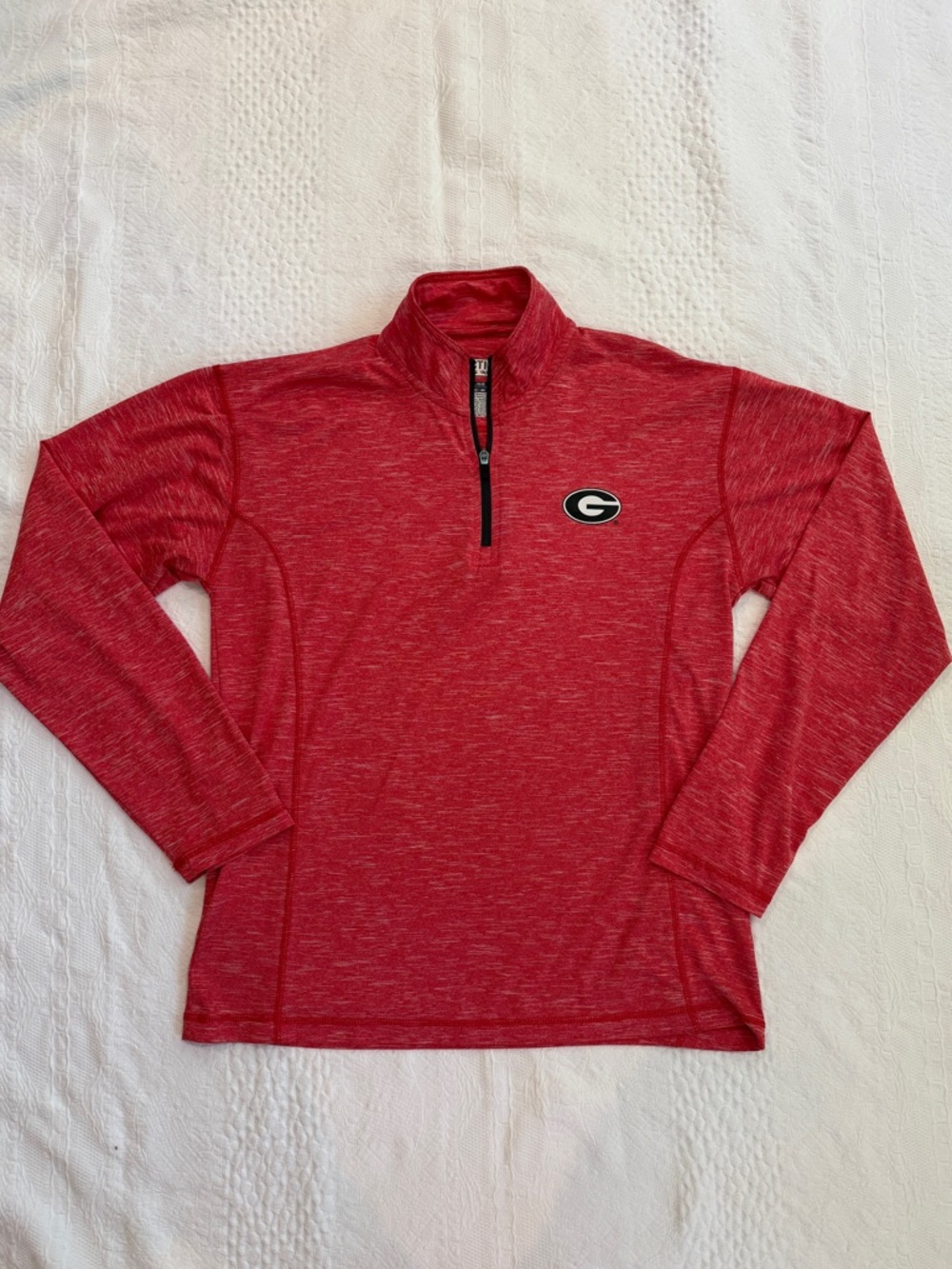 Georgia Bulldogs Quarter Zip Pullover UGA Red Shirt Adult Large L